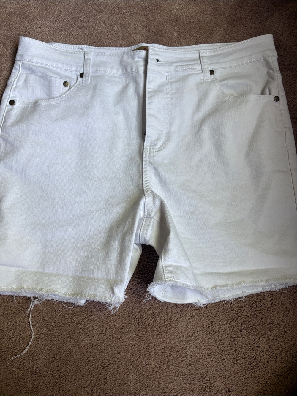 White Women's Denim Jean Shorts with Frayed Hem size 10/30
